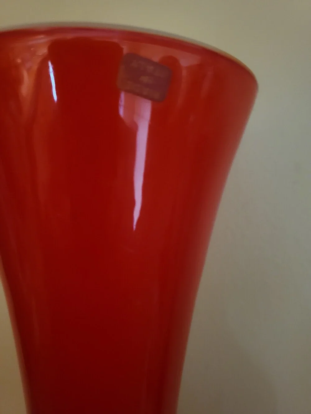 Italian Red And Amberina 13 In Wine Shaped Vase